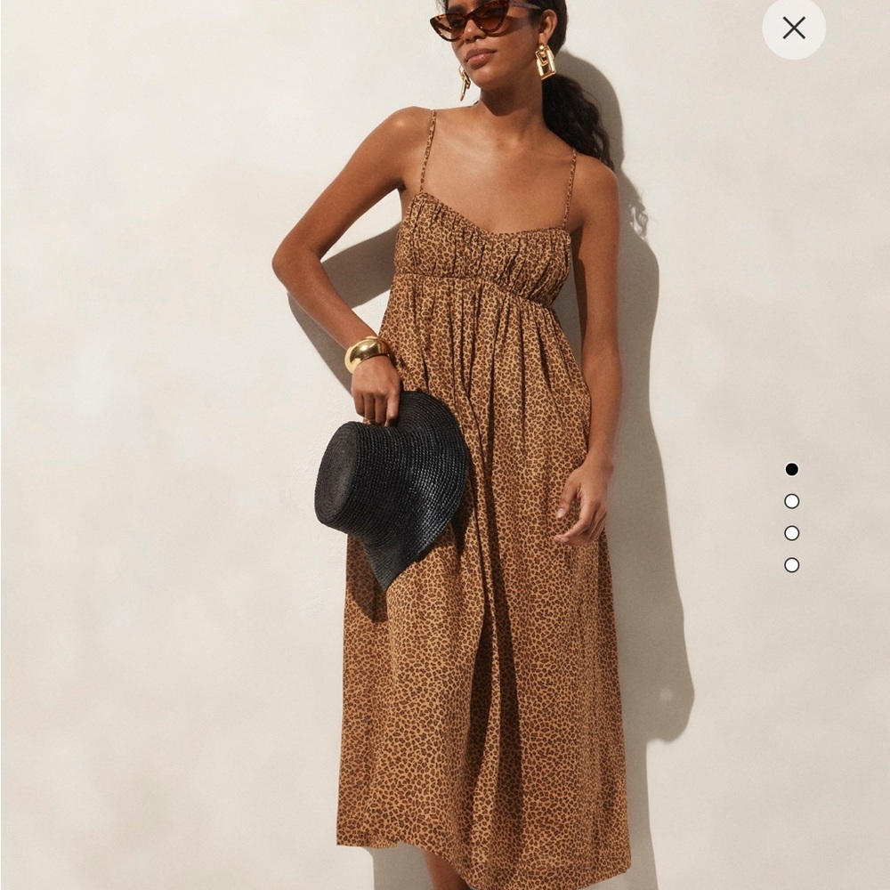 J. Crew Brown Ruched Smocked Midi Sundress
